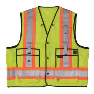 Gilet de sécurité haute visibilité ANSI Classe 2, fermeture éclair, vêtements de travail réfléchissants, polyester respirant pour travaux de construction et de voirie - Product Image 4