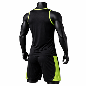 Conjunto Deportivo sin Mangas para Hombre, Uniforme para Correr, Secado Rápido, Poliéster Transpirable, Camiseta sin Mangas y Pantalones Cortos para Gimnasio, Fitness y Entrenamiento - Product Image 6