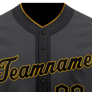 Charcoal Gray Baseball Jersey Short Sleeve Button Down Custom Team Uniform Breathable <b>Athletic</b> Sports Shirt - Product Image 5