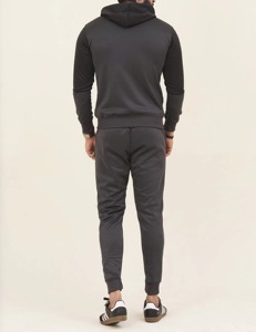 Survêtement pour homme avec blocs de couleur, sweat-shirt à capuche zippé avec poches latérales, pantalon assorti, respirant, style décontracté, style automne - Product Image 2