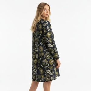 Robe midi à manches longues et col en V à imprimé floral pour les fêtes et les occasions décontractées - Product Image 2