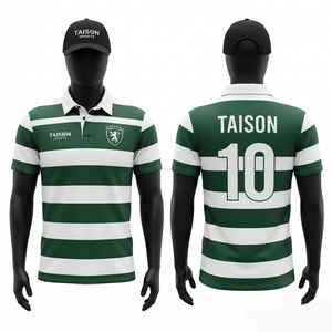 เสื้อรักบี้ผู้ชายพรีเมียม 140gsm โพลีเอสเตอร์ 100% ป้องกันแบคทีเรีย ป้องกันรังสียูวี ระบายอากาศได้ดี ทรงแอธเลติก พิมพ์ลายดิจิทัล รับสกรีนโลโก้ - Product Image 1