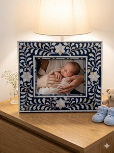 Mother of Pearl Inlay Modern <b>White</b> <b>Photo</b> <b>Frame</b> Construction Handmade Eco Friendly Vintage Full Color Print for Tabletop Use - Product Image 6