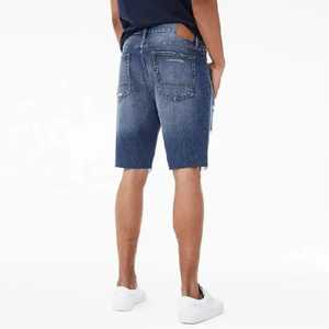 Pantalones Cortos de Mezclilla Rotos para Hombre, Cintura Media, Cierre de Botones, Estilo Casual, Color Sólido, Tejido de Algodón Transpirable - Product Image 2