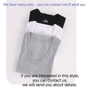 Camiseta sin mangas de punto con cuello redondo de color gris liso para hombre, ropa informal, camiseta deportiva de algodón acanalado personalizada para hombre - Product Image 5