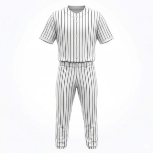 Wholesale Custom Men's Blank Pinstripe Baseball Uniform Set Button-<b>Down</b> Jersey and <b>Pants</b> Teamwear - Product Image 5