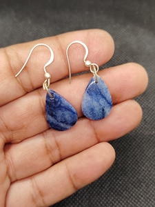 Pendientes Colgantes de Plata de Ley 925 Hechos a Mano con Ágata Azul para Mujer, Joyas de Lujo, Diseño de Joyería Único - Product Image 5