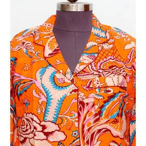 Luxury Indian Cotton Digital Printed Floral Pattern Evening Bridal V-Neck 3/4Sleeve Midi long shirt Dress for Women Eco-Friendly - Product Image 3