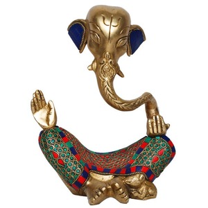 Indian Exporter Handmade Gold-Plated Brass Ganpati Murti Antique for Home Interior <b>Religious</b> Worship Available for Wholesale - Product Image 5
