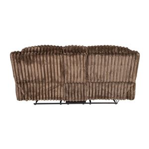 Divano Reclinabile Contemporaneo in Velluto a Coste Color Cioccolato con Console Portaoggetti per Soggiorno, Moderno Divano e Poltrona - Product Image 4