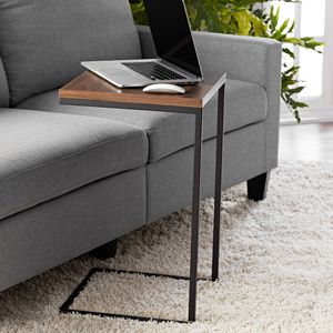 Mesa auxiliar de metal en forma de C con acabado en nogal Canyon para sala de estar - Product Image 1