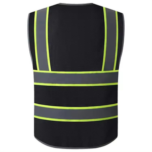Men's Reversible Reflective Safety <b>Vest</b> Breathable Mesh Black Casual Outer Wear Summer Style - Product Image 2