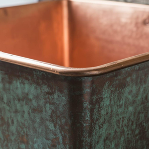 Baignoire japonaise carrée en cuivre, style Ofuro, avec finition patine verte, pour maisons de luxe, villas, hôtels, centres de villégiature - Product Image 2