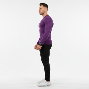 T-shirt pour homme à manches longues en coton 100% tricoté de haute qualité, logo personnalisé, vente en gros, premium - Product Image 3