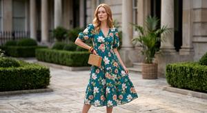 Robe midi élégante à fleurs pour femmes, robe d'été imprimée, tenue décontractée pour les fêtes, robe tendance écologique pour les vacances et les sorties en plein air - Product Image 4
