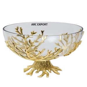 Groothandel Wedding Party & Events Designer Bowls Luxe Glas & Metalen Moderne Serveerschaal