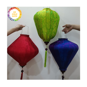 โคมไฟผ้าไหมทำจากไม้ไผ่งานแฮนด์เมดโคมไฟแขวนสำหรับงานแต่งงานสวนโคมไฟผ้าไหมเวียดนาม - Product Image 1