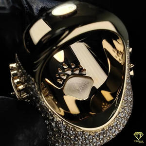 Bague personnalisée en or de luxe pour homme, sertie de diamants de laboratoire, motif toile d'araignée, style hip-hop, avec logo personnalisé - Product Image 2