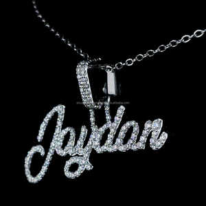 Customized Personalize Initial Glitter Diamond 925 Sterling Silver <b>Name</b> Pendent <b>Necklace</b> - Product Image 5
