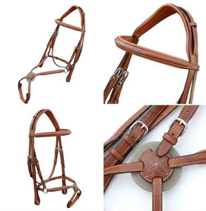 Brida de Cuero Acolchada Personalizada con Narquileros de Figura y Flash, Equipo Ecuestre Premium Modelo Inglés Vt-1194 de TAK Equestrian - Product Image 4