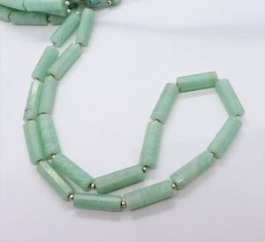 Perles en amazonite naturelle facettée de forme cylindrique, 6x20 mm, perles en amazonite en forme de tube, 16 pouces, amazonite facettée de forme cylindrique - Product Image 4
