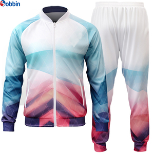 Ensemble de survêtement unisexe personnalisé à imprimé géométrique, veste zippée intégrale et pantalon, tenue décontractée pour le printemps, 100 % polyester, séchage rapide - Product Image 5