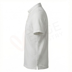 Polo Oxford blanc à manches courtes pour homme avec poche, décontracté, respirant, coupe classique, design tissé uni - Product Image 3