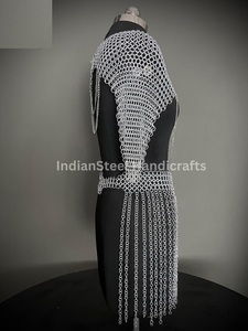 Ensemble haut et jupe en maille d'acier inoxydable plaqué argent, armure médiévale de mode, technique de soudure 3D complète - Product Image 2