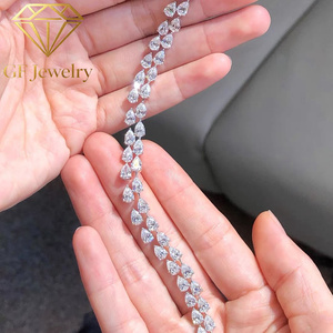 Bracelet tennis en platine à double rangée de diamants de laboratoire taille poire, bijoux fins personnalisés haut de gamme - Product Image 6