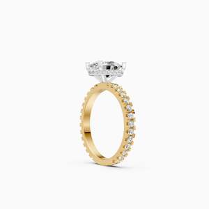 2.18 Ct Lab Grown Diamond Empress Grace Blink Fancy Oval Diamond Engagement Ring In 9K Yellow White And Rose Gold - Product Image 2