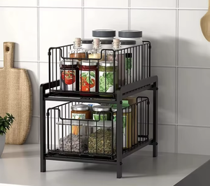 Étagère de rangement pliable multifonctionnelle à double niveau pour épices, sous l'évier, pour cuisine, OEM/ODM Vietnam - Product Image 1