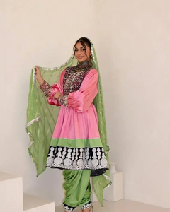 Traditional Afghan Kuchi Dress In Custom Solid Designed Heavy Embroidery <b>Mirror</b> Work Handmade Details Perfect Afghan Dress - Product Image 3