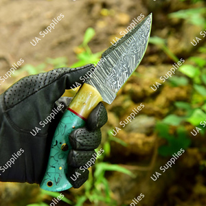 Couteau de chasse à lame fixe en acier Damas forgé à la main, ultra-affûté, OEM ODM, vente en gros, haute qualité, camping, survie, EDC, bricolage - Product Image 3