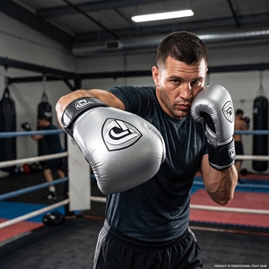 Dumela International <b>Silver</b> Shield Series Boxing <b>Gloves</b> High-Grade Leather Professional Fight Gear Customizable Color Logo - Product Image 3