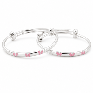 925 Sterling Silver Pink Butterfly Enamel Kids Bangle <b>Bracelet</b> High Polish <b>Cute</b> Animal Design for Girls Daily Wear Party Gift - Product Image 5