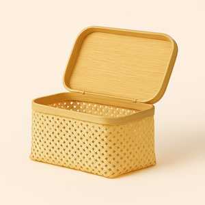 Handwoven Bamboo Rectangle Boho Style Multifunction Storage <b>Box</b> <b>Lid</b> | Eco-Friendly <b>Decorative</b> Organizer for Home Bathroom Gift - Product Image 2