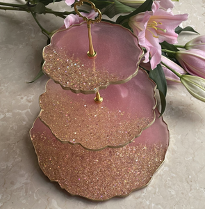 Handmade Eco-Friendly Resin 3-Piece Cake Stand Dessert Display <b>Tray</b> for Cakes Muffins-Home Party Use Dishwasher Safe Uttar - Product Image 1