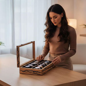 Caja de Almacenamiento para Relojes de Madera con Interior de Terciopelo Suave, Organizador de Relojes de Madera para Entusiastas de los Relojes por AYAANS - Product Image 1