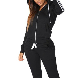 Nuevo Conjunto Deportivo Casual para Mujer de 2 Piezas, Sudadera con Capucha y Pantalones, Poliéster/Algodón - Product Image 2