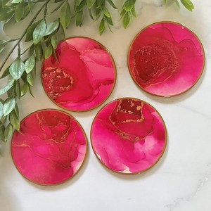 Handmade Modern Resin Coffee Tea <b>Coaster</b> <b>Set</b> by Lametierartz High Quality 300mm Diameter Round - Product Image 4