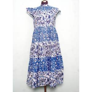 Nuevo Vestido Maxi Vintage para Mujer, Estilo A-Line, Casual, Dulce, de Alta Calidad, Algodón, Manga Corta, Cinturón, Estampado Floral, Transpirable, Ecológico - Product Image 1