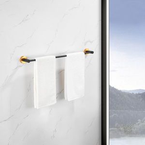 Set di Accessori per Bagno 3 Pezzi, Portasciugamani in Alluminio Spesso Nero e Oro, Regolabile 16-27 Pollici, Salvaspazio e Durevole - Product Image 4
