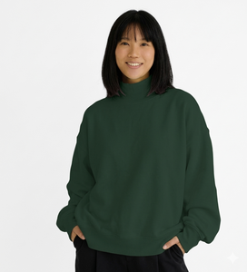 Sweatshirt Pullover Mock <b>Neck</b> Sweatshirt for Women Custom Embroidered Heavyweight Oversized Crewneck Sweatshirt - Product Image 1