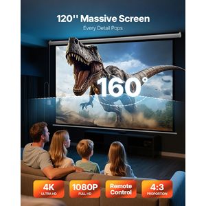 Schermo Elettrico Motorizzato per Proiettore da 120 Pollici, Formato 4:3/16:9, Display di Proiezione HD a Parete per Proiettore Remo 1080 - Product Image 2