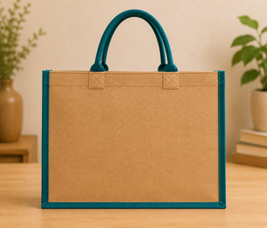 Sac de courses en jute grande taille à motif ondulé avec poignée d'épaule - Product Image 5