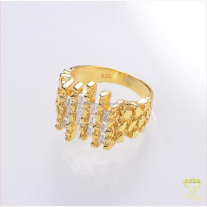 Anillo de Lujo de Plata de Ley 925 con Diamantes Cultivados en Laboratorio, Multihilera, con Acabado en Tono Dorado, para Compradores de Joyería al por Mayor - Product Image 5
