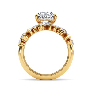 Bague de fiançailles en or rose 10K avec diamants de laboratoire taille marquise, poire, ovale et ronde, 4.02 carats au total, design raffiné, harmonie sculpturale - Product Image 6