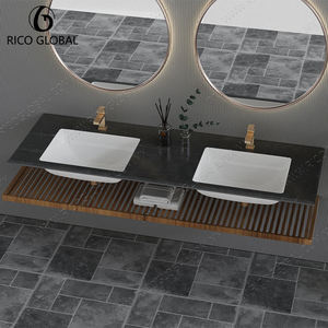 Lavabo Rectangular de Porcelana para Montar en la Pared, Acabado Pulido, Diseño Minimalista, para Baño, con Desagüe - Product Image 2
