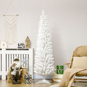 Árbol de Navidad Artificial Realista con Forma de Lápiz, 6 Ramas Decoradas con Nieve, Árbol de Navidad Blanco - Product Image 2