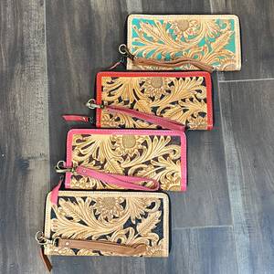 Portefeuilles pour femmes avec motif tournesol, de haute qualité, faits à la main, en cuir véritable, porte-cartes de crédit, avec bracelet détachable - Product Image 4